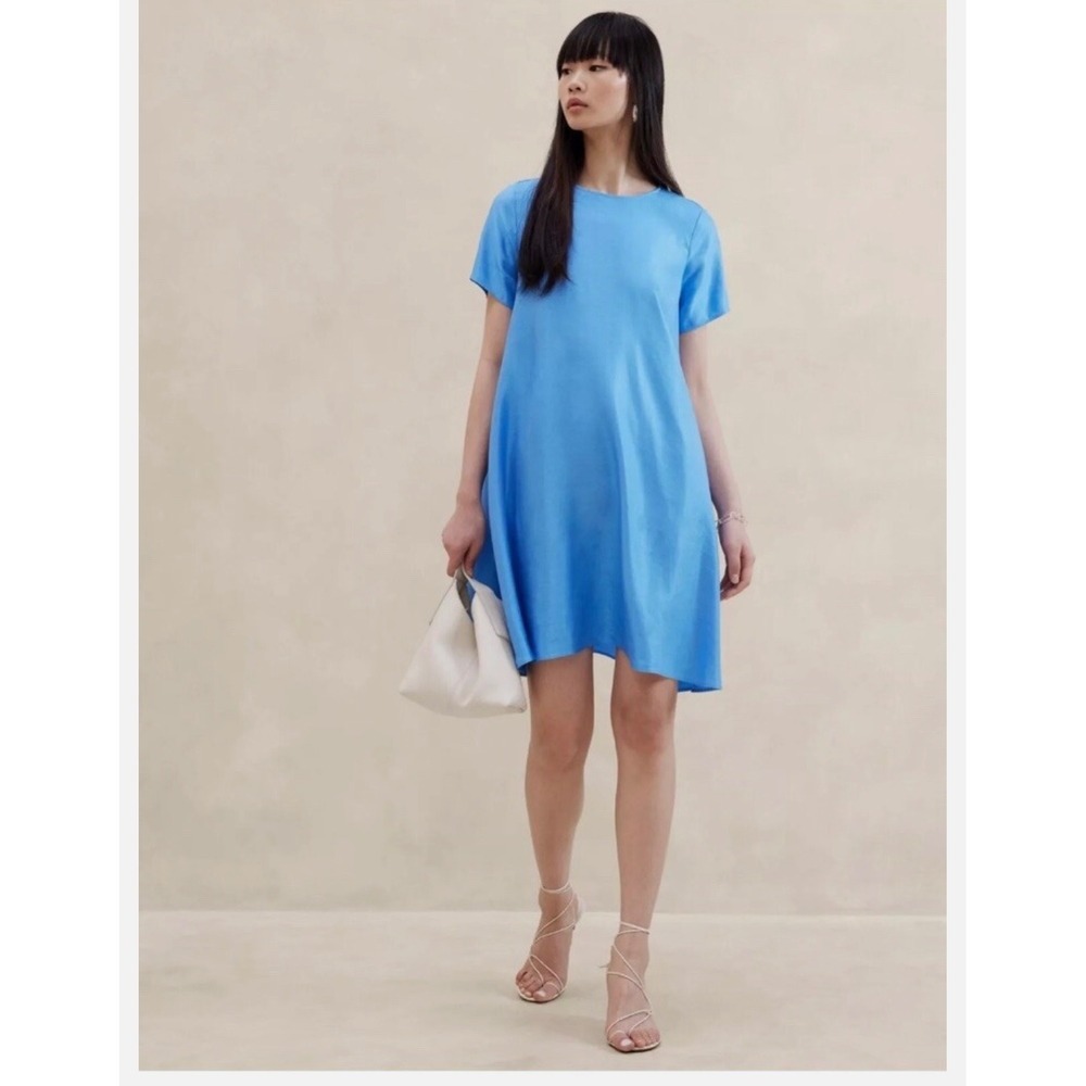 Banana Republic Aurelia Women's Blue Linen Blend Mini Dress Size Small